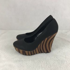 Fahrenheit Animal Print Rounded Toe Wedge